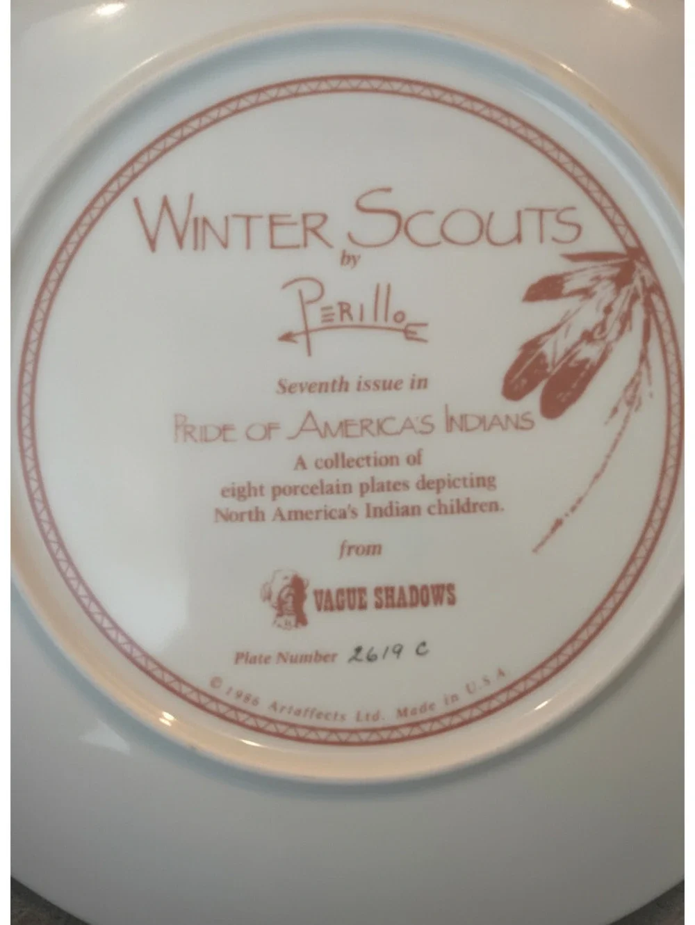 Ardalt Porcelain Collector Plate Winter Scouts by Perillo Signature 1985